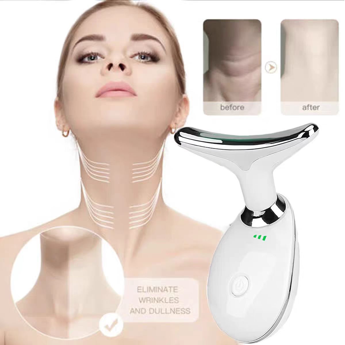 Masseur visage et cou avec vibration sonique et thermothérapie